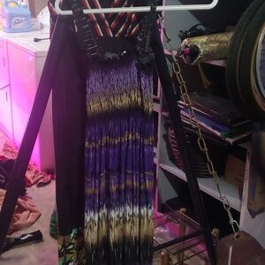 Purple and gold mini dress